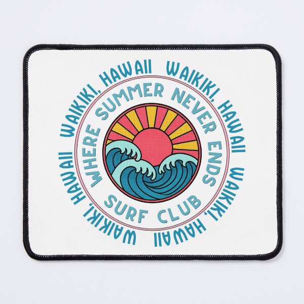 Item preview, Waikiki Hawaii Surf Club Retro Sunset Wave Badge Design designed and sold by DonnaRaine.