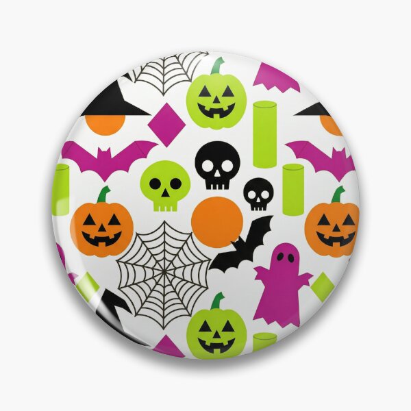 Item preview, Neon Geometric Halloween Pattern - Cute Ghosts Pumpkins Bats Skulls Modern designed and sold by LenNo9881.