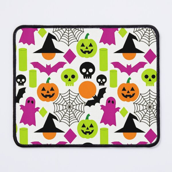 Item preview, Neon Geometric Halloween Pattern - Cute Ghosts Pumpkins Bats Skulls Modern designed and sold by LenNo9881.