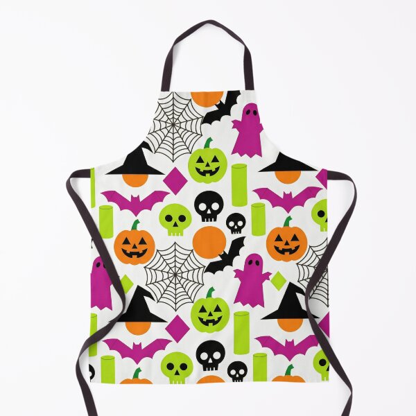 Item preview, Neon Geometric Halloween Pattern - Cute Ghosts Pumpkins Bats Skulls Modern designed and sold by LenNo9881.