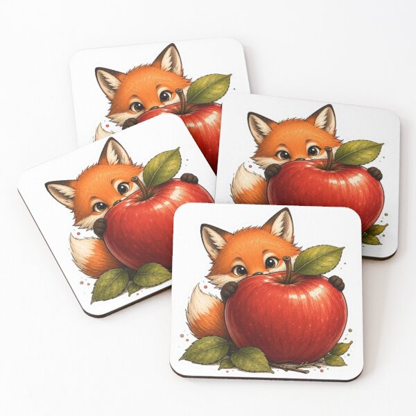 Item preview, Fox Peeking Behind Giant Apple designed and sold by Snurly.