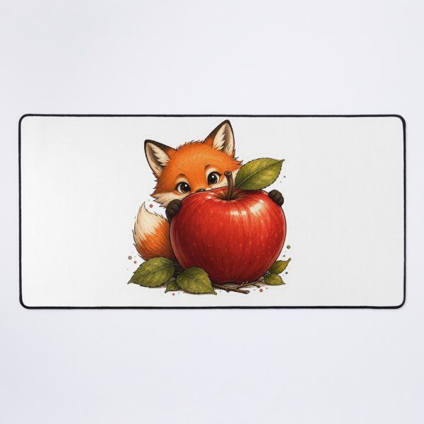 Item preview, Fox Peeking Behind Giant Apple designed and sold by Snurly.