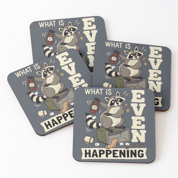 Item preview, What Is Even Happening Confused Raccoon Sarcastic Humor designed and sold by FreshVibe Prints.