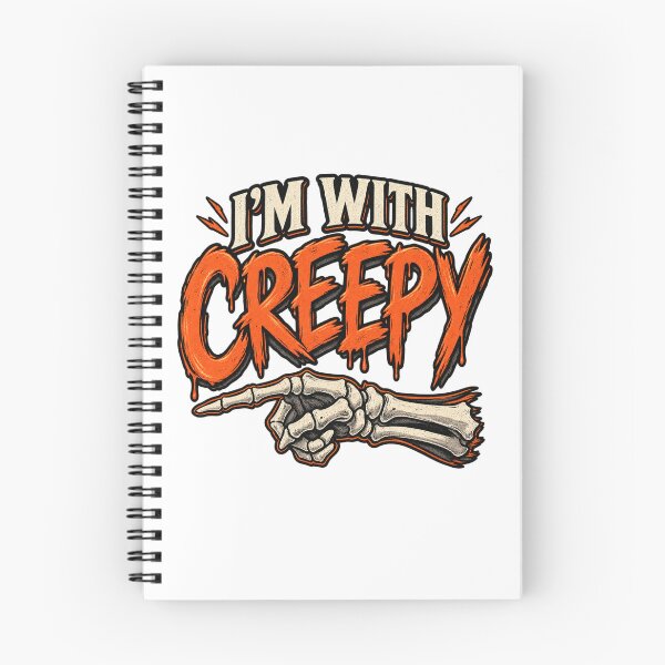 Item preview, I'm with Creepy, Funny Halloween Matching Couple, Spooky Costume Party Humor Horror Theme designed and sold by Teeture.
