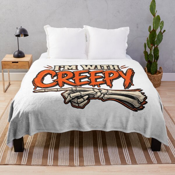 Item preview, I'm with Creepy, Funny Halloween Matching Couple, Spooky Costume Party Humor Horror Theme designed and sold by Teeture.