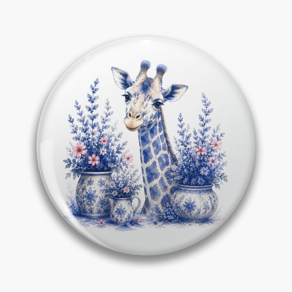 Item preview, Blue Watercolor Giraffe Among Flowers designed and sold by fnsdjfnsidjdns.