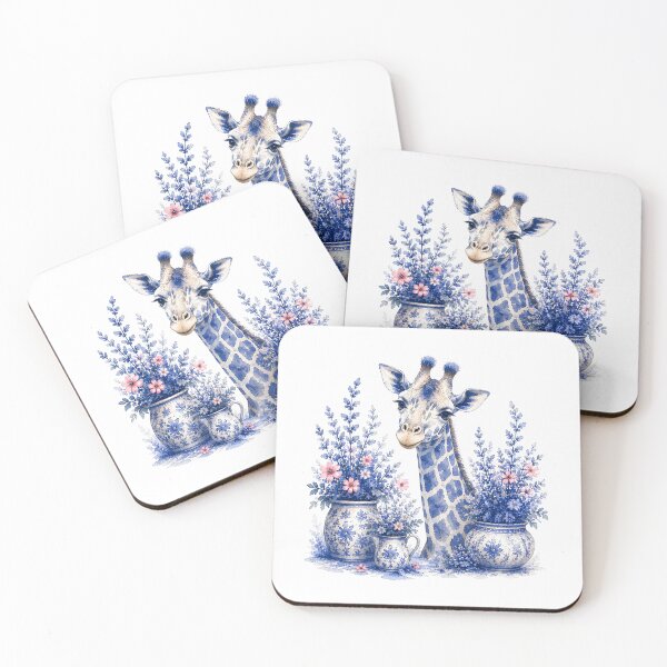 Item preview, Jirafa azul en acuarela entre flores designed and sold by fnsdjfnsidjdns.