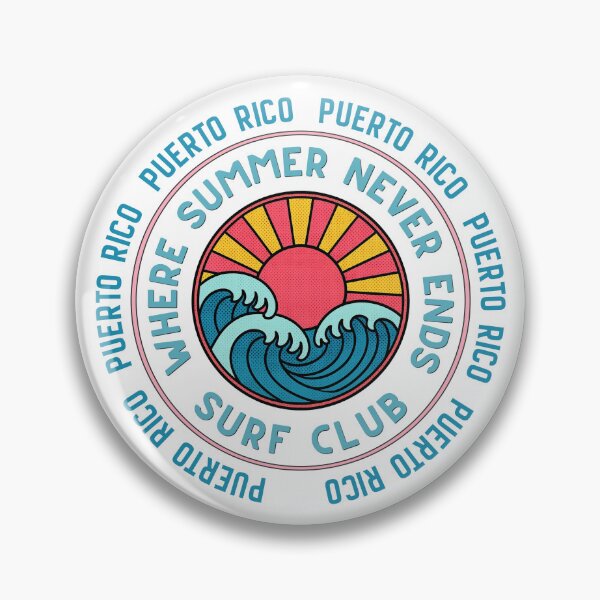 Item preview, Puerto Rico Surf Club Retro Sunset Wave Badge Design designed and sold by DonnaRaine.