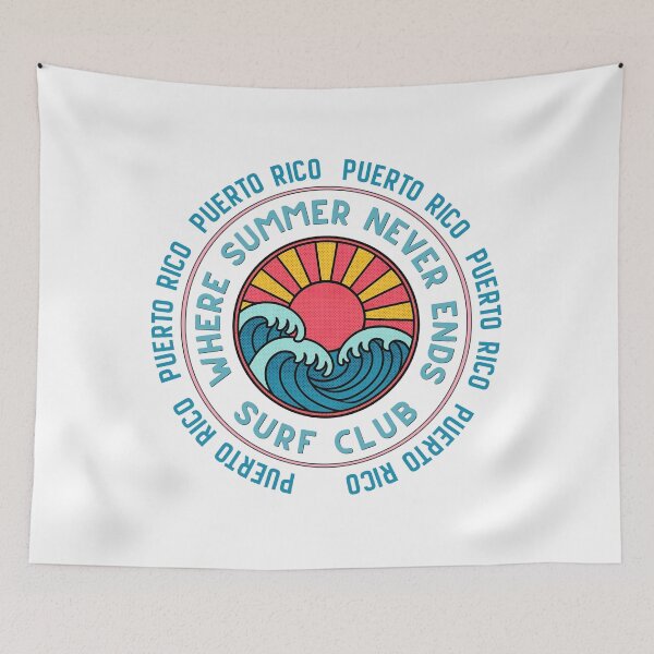 Item preview, Puerto Rico Surf Club Retro Sunset Wave Badge Design designed and sold by DonnaRaine.