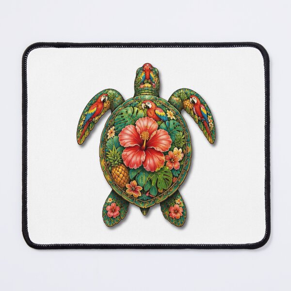 Item preview, Tropical Flower Sea Turtle | Ocean Summer Paradise Art Collection designed and sold by Zaru Art Studio.