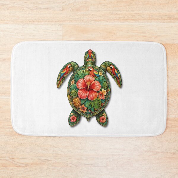 Item preview, Tropical Flower Sea Turtle | Ocean Summer Paradise Art Collection designed and sold by Zaru Art Studio.
