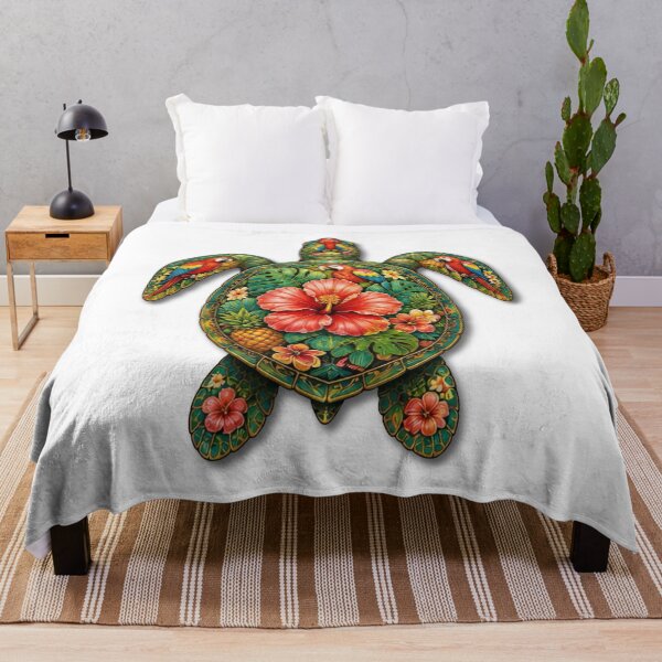 Item preview, Tropical Flower Sea Turtle | Ocean Summer Paradise Art Collection designed and sold by Zaru Art Studio.