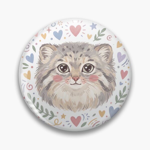 Item preview, Heart Eyes Pallas Cat (Manul) | Cute Fluffy Wild Cat in Love designed and sold by HelgaCraftery.