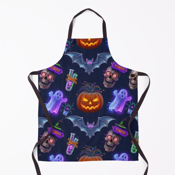 Item preview, Cyberpunk Halloween Seamless Pattern - Neon Skulls Circuit Bats Glowing Ghosts designed and sold by LenNo9881.