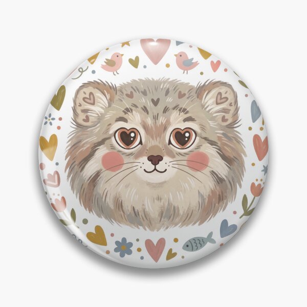 Item preview, Heart Eyes Pallas Cat (Manul) | Cute Fluffy Wild Cat in Love designed and sold by HelgaCraftery.