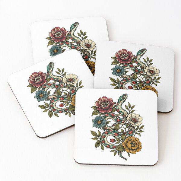 Item preview, Retro Floral Snake Botanical Vintage Tattoo Garden  designed and sold by Moizento.