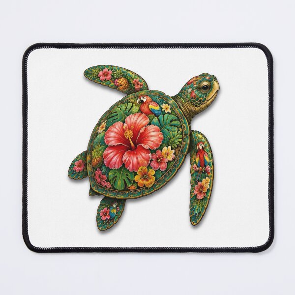 Item preview, Tropical Hibiscus Sea Turtle | Ocean Summer Paradise Art Collection designed and sold by Zaru Art Studio.