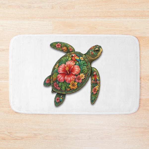 Item preview, Tropical Hibiscus Sea Turtle | Ocean Summer Paradise Art Collection designed and sold by Zaru Art Studio.
