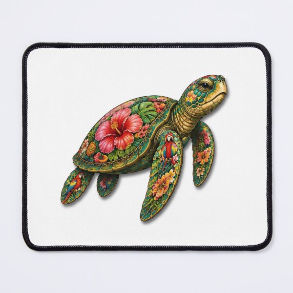 Item preview, Tropical Parrot Sea Turtle | Ocean Summer Paradise Art Collection designed and sold by Zaru Art Studio.