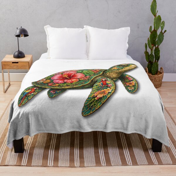 Item preview, Tropical Parrot Sea Turtle | Ocean Summer Paradise Art Collection designed and sold by Zaru Art Studio.