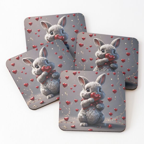 Item preview, Fluffy Bunny with Sparkly Valentine Heart designed and sold by SolenLumens.
