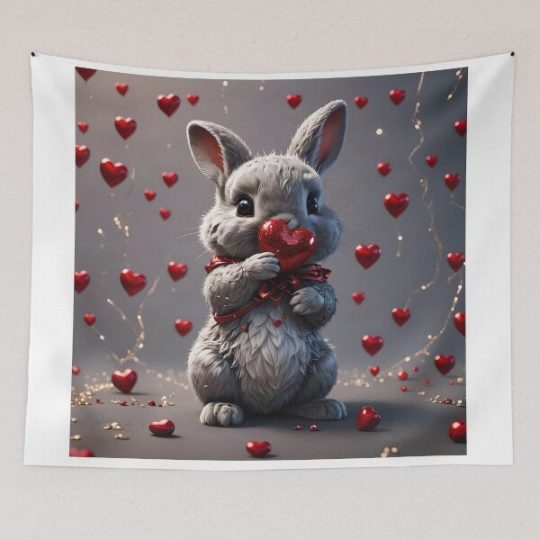 Item preview, Fluffy Bunny with Sparkly Valentine Heart designed and sold by SolenLumens.