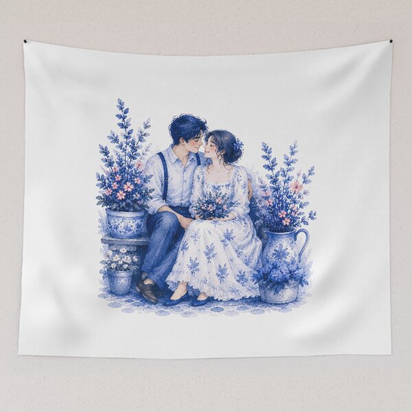 Item preview, Pareja romántica en acuarela azul designed and sold by fnsdjfnsidjdns.