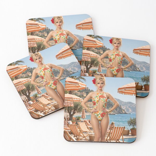Item preview, Riviera Blonde - Vintage 60s Floral Swimsuit on Italian Beach - Retro Beach Club designed and sold by Ela Art Space .
