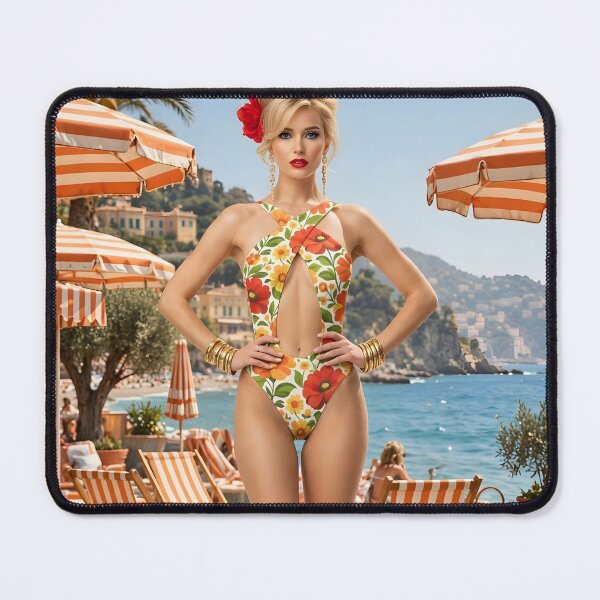 Item preview, Riviera Blonde - Vintage 60s Floral Swimsuit on Italian Beach - Retro Beach Club designed and sold by Ela Art Space .