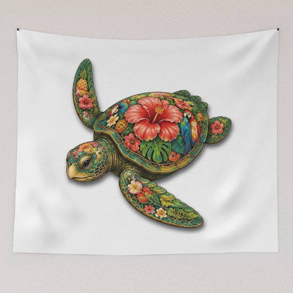 Item preview, Swimming Tropical Turtle | Ocean Summer Paradise Art Collection designed and sold by Zaru Art Studio.