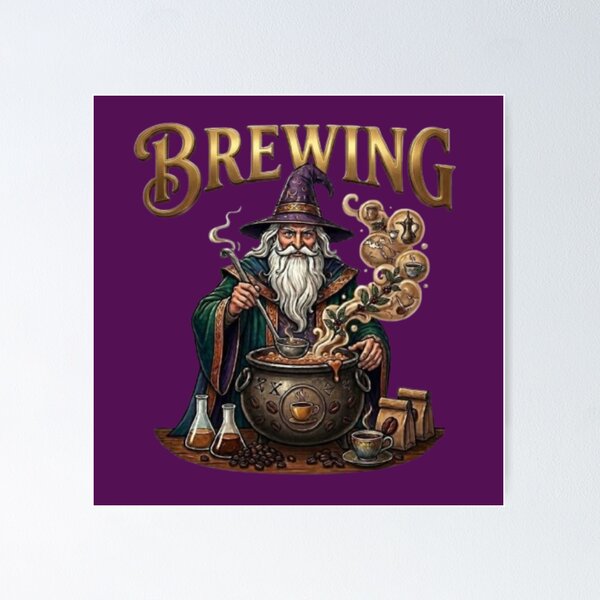 Item preview, Wizard Brewing Coffee Magical Potion Art designed and sold by Northern Glow Art.