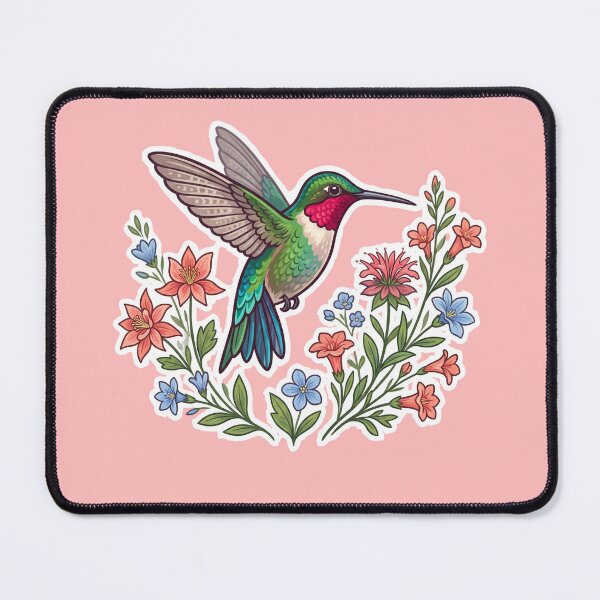 Item preview, Hummingbird Powered by Nectar – Floral Bird Lover Art designed and sold by JenniferMoren.