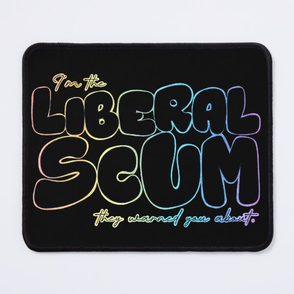 Item preview, I'm the Liberal Scum | Black Bubble Letter Art | Rainbow Outline Political Print designed and sold by RareSquareBearArts.