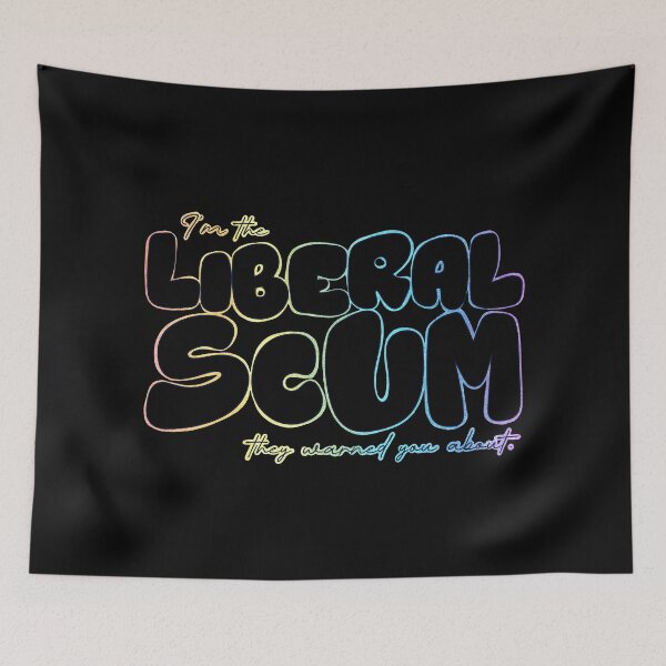 Item preview, I'm the Liberal Scum | Black Bubble Letter Art | Rainbow Outline Political Print designed and sold by RareSquareBearArts.