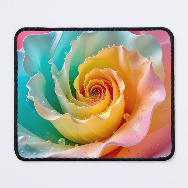 Item preview, Vibrant Rainbow Rose in Pink Aqua Yellow designed and sold by Vicky Brago-Mitchell®.