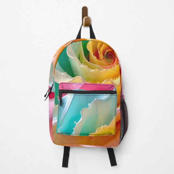 Item preview, Vibrant Rainbow Rose in Pink Aqua Yellow designed and sold by Vicky Brago-Mitchell®.
