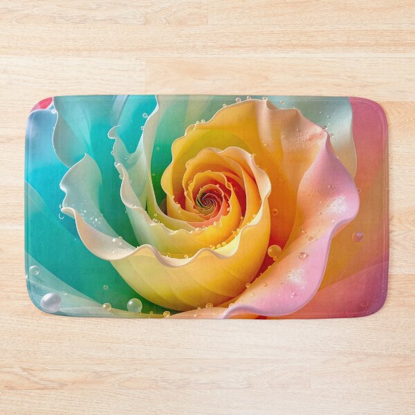 Item preview, Vibrant Rainbow Rose in Pink Aqua Yellow designed and sold by Vicky Brago-Mitchell®.