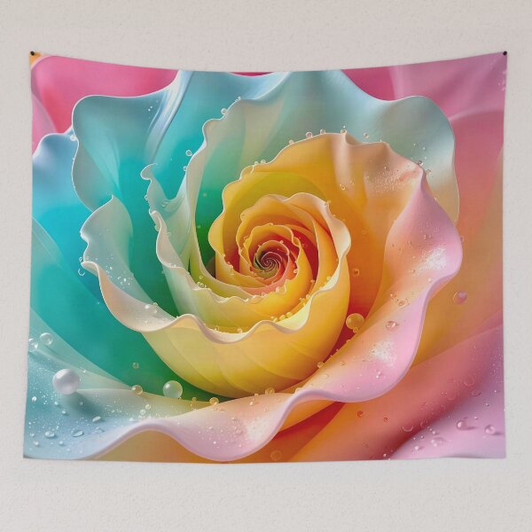 Item preview, Vibrant Rainbow Rose in Pink Aqua Yellow designed and sold by Vicky Brago-Mitchell®.