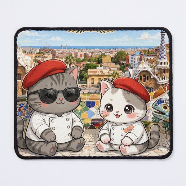 Item preview, Freda and Junior Park Guell Barcelona - Kawaii Gaudi Travel Cats designed and sold by MAISON SYLVIE.
