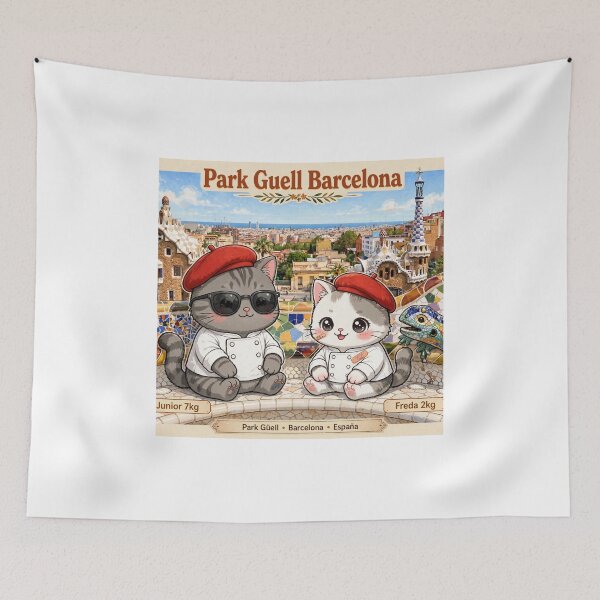 Item preview, Freda and Junior Park Guell Barcelona - Kawaii Gaudi Travel Cats designed and sold by MAISON SYLVIE.