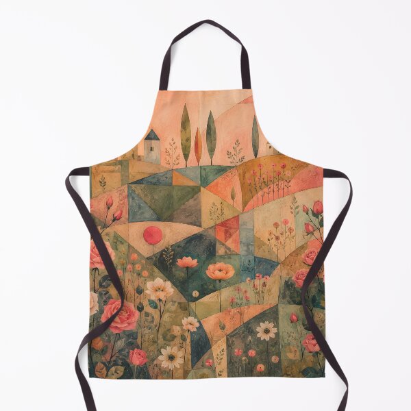 Item preview, Mid Century Rose Garden – Geometric Folk Art Floral Landscape designed and sold by GutyzDesignsES.