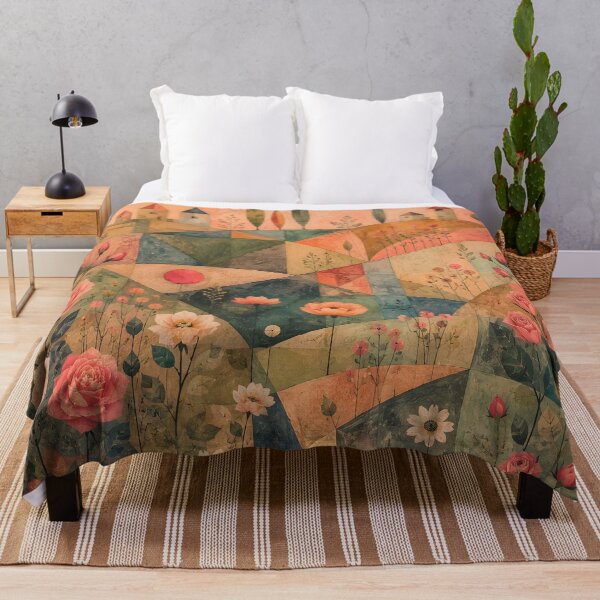 Item preview, Mid Century Rose Garden – Geometric Folk Art Floral Landscape designed and sold by GutyzDesignsES.