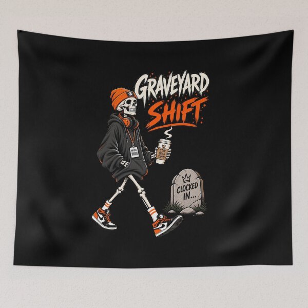Item preview, Graveyard Shift – Dead Tired Night Shift Skeleton designed and sold by Cardio Boutique.