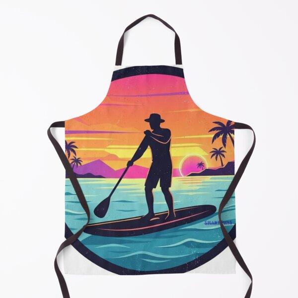 Item preview, Retro SUP Sunset – Minimalist Stand Up Paddleboarding Illustration, 1980s Synthwave Beach Circle, Clean Silhouette Paddle Boarder Apparel Graphic Sticker designed and sold by SmartPuns.
