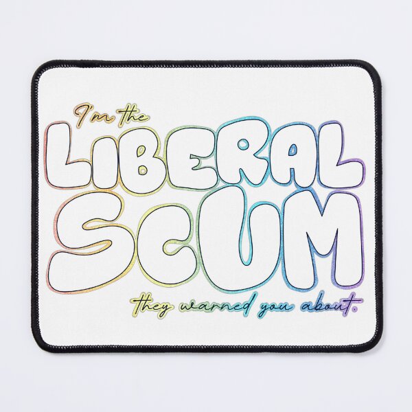 Item preview, I'm the Liberal Scum | White Bubble Letter Art | Rainbow Outline Political Print designed and sold by RareSquareBearArts.