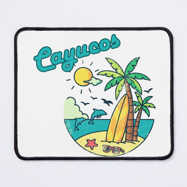 Item preview, Cayucos California Retro Beach Scene Palm Trees Surfboard Design designed and sold by DonnaRaine.