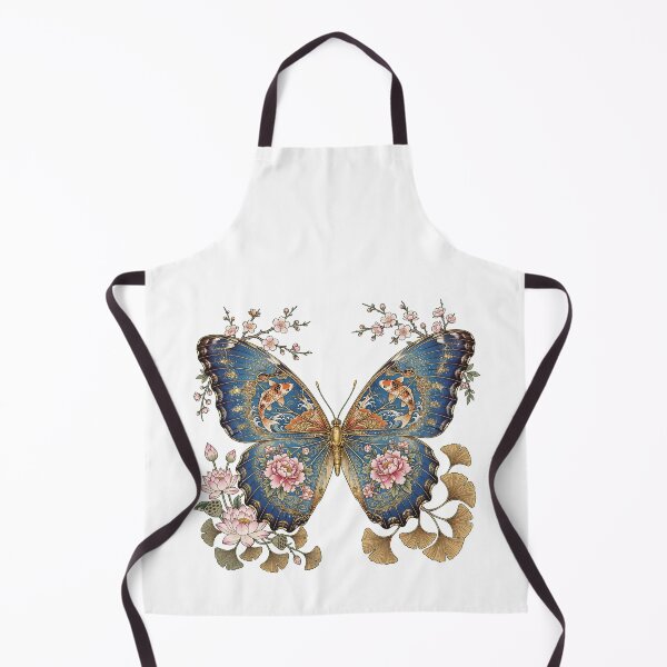 Item preview, Oriental Koi Butterfly - Gold Morpho with Peony Lotus Sakura and Ginkgo designed and sold by PrettyCrypt.