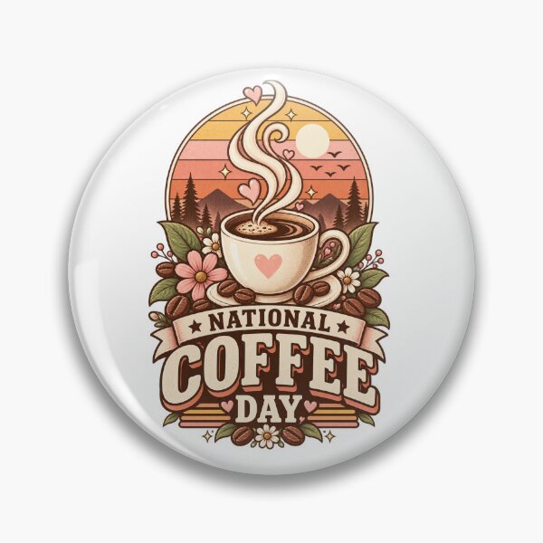 Item preview, National Coffee Day Retro Sunset Cup designed and sold by Doodle Souq.