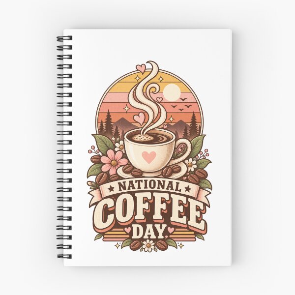 Item preview, National Coffee Day Retro Sunset Cup designed and sold by Doodle Souq.