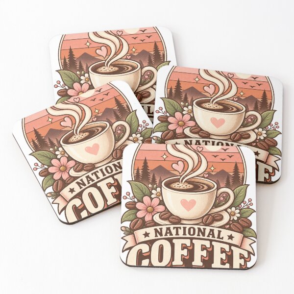 Item preview, National Coffee Day Retro Sunset Cup designed and sold by Doodle Souq.